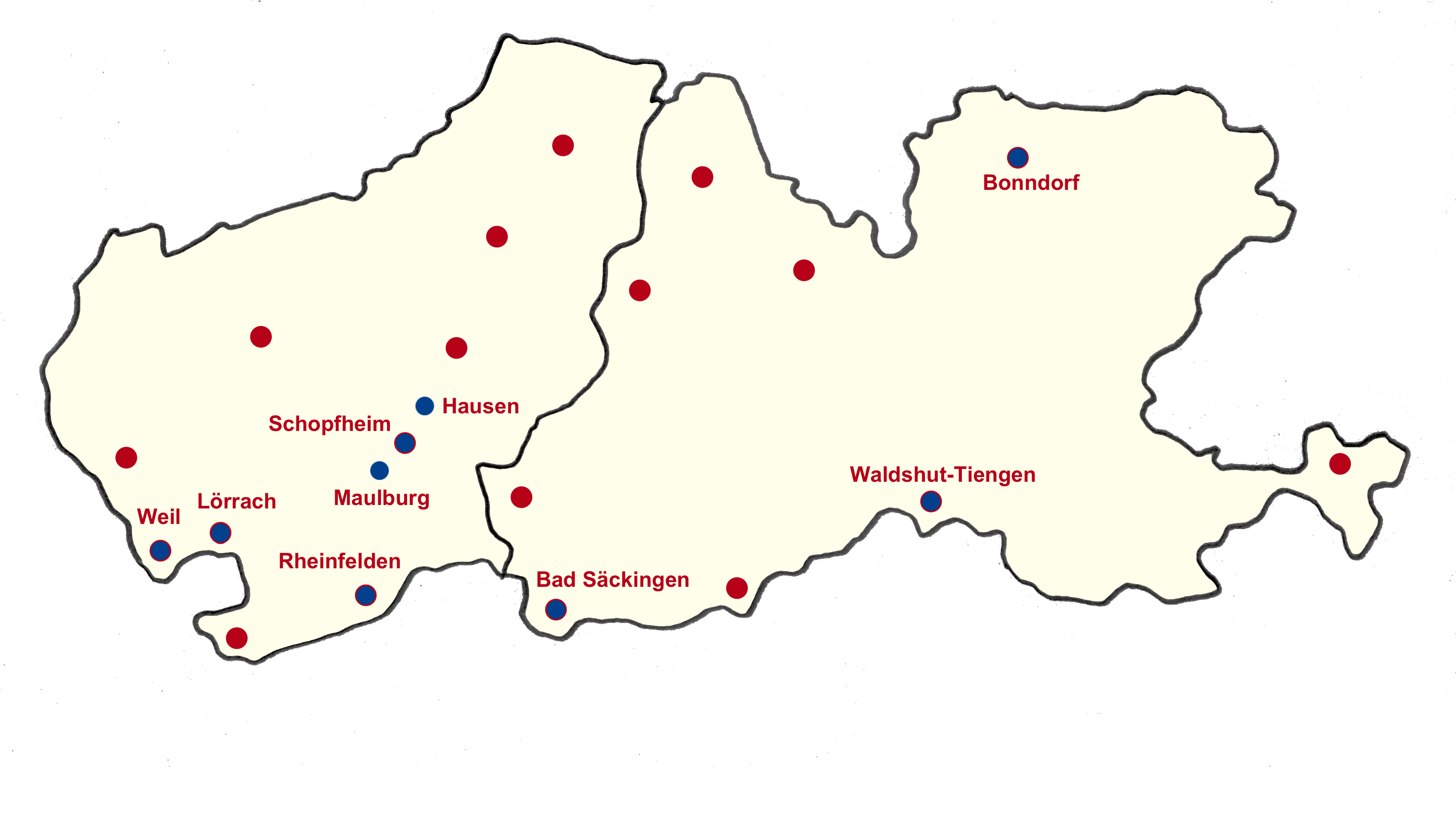 Landkreiskarte der Standorte der SPBS 